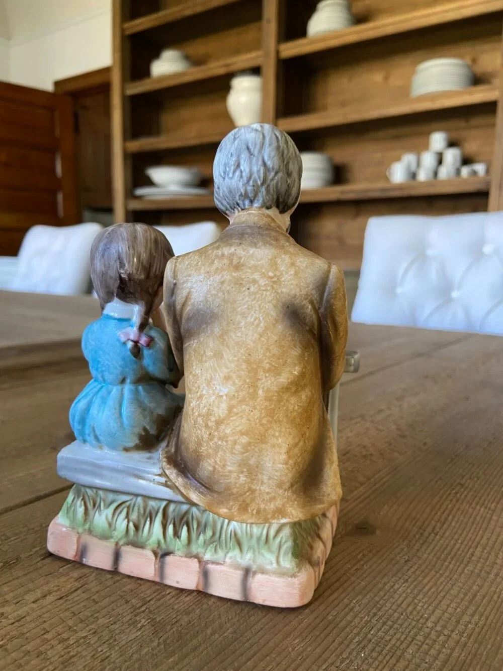 Vintage Norleans Japan Porcelain Old Man & Child Praying Figurine 7